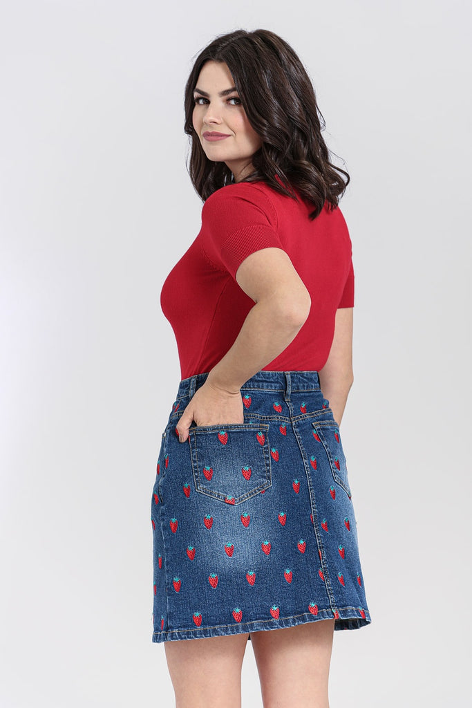 Cute Red Skirt - Denim Skirt - Mini Skirt - Cutoff Skirt - Lulus